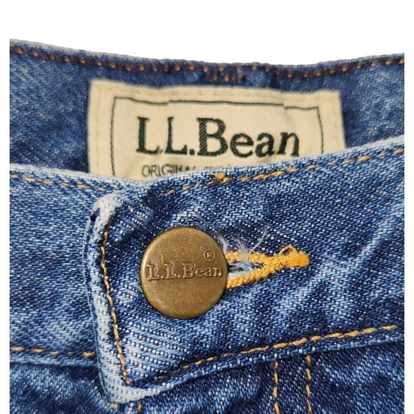 LL Bean Jeans Women Size 14 Reg Orig Fit Relaxed Fully Lined Red Plaid Roll Cuff - Picture 9 of 9